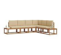 vidaXL Conjunto de sofás de Exterior con cojín 6 Pieza Natural y Beige, Juego de Vida al Aire Libre, sofá seccional Moderno, Muebles de jardín duraderos, Lounge en Patio, Comodidad en Asientos en TER