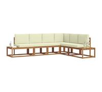 vidaXL Conjunto de sofás de Exterior con cojín 6 Pieza Natural y Crema, Juego de Vida al Aire Libre, sofá seccional Moderno, Muebles de jardín duraderos, Lounge en Patio, Comodidad en Asientos en TER