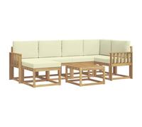 vidaXL Conjunto de sofás de Exterior con cojín 7 pcs Blanco y Crema, Muebles de jardín Modernos, sofá seccional Resistente al Clima, Set de Lounge Exterior, Asientos para terraza