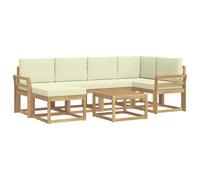 vidaXL Conjunto de sofás de Exterior con cojín 7 pcs Blanco y Crema, Muebles de jardín Modernos, sofá seccional Resistente al Clima, Set de Lounge Exterior, Asientos para terraza
