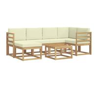 vidaXL Conjunto de sofás de Exterior con cojín 7 pcs Blanco y Crema, Muebles de jardín Modernos, sofá seccional Resistente al Clima, Set de Lounge Exterior, Asientos para terraza