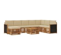 vidaXL Conjunto de sofás de Exterior con cojín 7 pcs Natural, Juego de Sofás Moderno para Exterior, Muebles Resistentes para Jardín, Patio y Terraza, Cómodo para Relajarse