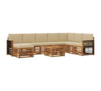vidaXL Conjunto de sofás de Exterior con cojín 7 pcs Natural, Juego de Sofás Moderno para Exterior, Muebles Resistentes para Jardín, Patio y Terraza, Cómodo para Relajarse