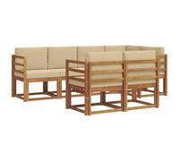vidaXL Conjunto de sofás de Exterior con cojín 7 pcs Natural y Beige, Conjunto de jardín, sofá Exterior Moderno, Muebles de Patio cómodos, seccional de Madera Maciza, sofá versátil para el jardín