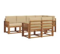 vidaXL Conjunto de sofás de Exterior con cojín 7 pcs Natural y Beige, Conjunto de jardín, sofá Exterior Moderno, Muebles de Patio cómodos, seccional de Madera Maciza, sofá versátil para el jardín