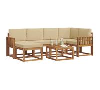 vidaXL Conjunto de sofás de Exterior con cojín 7 pcs Natural y Beige, Juego de sofá seccional al Aire Libre Moderno y Duradero, Muebles de Lounge para Patio, Comodidad Interior en la terraza