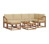vidaXL Conjunto de sofás de Exterior con cojín 7 pcs Natural y Beige, Juego de sofá seccional al Aire Libre Moderno y Duradero, Muebles de Lounge para Patio, Comodidad Interior en la terraza