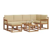 vidaXL Conjunto de sofás de Exterior con cojín 7 pcs Natural y Beige, Juego de sofá seccional al Aire Libre Moderno y Duradero, Muebles de Lounge para Patio, Comodidad Interior en la terraza