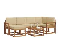 vidaXL Conjunto de sofás de Exterior con cojín 7 pcs Natural y Beige, Juego de sofá seccional al Aire Libre Moderno y Duradero, Muebles de Lounge para Patio, Comodidad Interior en la terraza