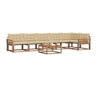 vidaXL Conjunto de sofás de Exterior con cojín 7 pcs Natural y Beige, Sofá de jardín, Moderno y Duradero, Set de Lounge para Patio, Asientos cómodos y con Estilo