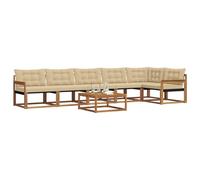 vidaXL Conjunto de sofás de Exterior con cojín 7 pcs Natural y Beige, Sofá de jardín, Moderno y Duradero, Set de Lounge para Patio, Asientos cómodos y con Estilo