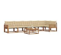 vidaXL Conjunto de sofás de Exterior con cojín 7 pcs Natural y Beige, Sofá de jardín, Moderno y Duradero, Set de Lounge para Patio, Asientos cómodos y con Estilo
