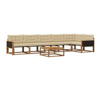 vidaXL Conjunto de sofás de Exterior con cojín 7 pcs Natural y Beige, Sofá de jardín, Moderno y Duradero, Set de Lounge para Patio, Asientos cómodos y con Estilo