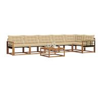 vidaXL Conjunto de sofás de Exterior con cojín 7 pcs Natural y Beige, Sofá de jardín, Moderno y Duradero, Set de Lounge para Patio, Asientos cómodos y con Estilo