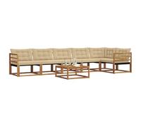 vidaXL Conjunto de sofás de Exterior con cojín 7 pcs Natural y Beige, Sofá de jardín, Moderno y Duradero, Set de Lounge para Patio, Asientos cómodos y con Estilo