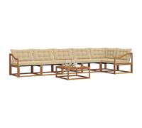 vidaXL Conjunto de sofás de Exterior con cojín 7 pcs Natural y Beige, Sofá de jardín, Moderno y Duradero, Set de Lounge para Patio, Asientos cómodos y con Estilo