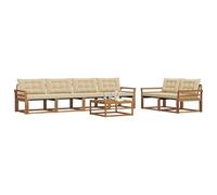 vidaXL Conjunto de sofás de Exterior con cojín 7 pcs Natural y Beige, Sofá de jardín, Moderno y seccional, Mueble Resistente para Patio, Ideal para Relajarse y Disfrutar en la terraza