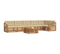 vidaXL Conjunto de sofás de Exterior con cojín 7 pcs Natural y Beige, Sofá de Patio, Mueble seccional Moderno, Asiento Duradero, Set de terraza, Comodidad con Estilo