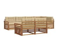 vidaXL Conjunto de sofás de Exterior con cojín 7 pcs Natural y Beige, Sofá Exterior, mobiliario Moderno, Lounge Resistente, Asiento en Patio, Set Ideal para terrazas