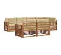 vidaXL Conjunto de sofás de Exterior con cojín 7 pcs Natural y Beige, Sofá Exterior, mobiliario Moderno, Lounge Resistente, Asiento en Patio, Set Ideal para terrazas