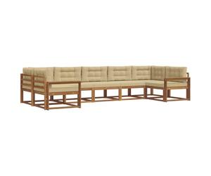 vidaXL Conjunto de sofás de Exterior con cojín 7 pcs Natural y Beige, Sofá Exterior Moderno, Muebles Elegantes para Patio, Lounge de Jardín