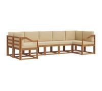 vidaXL Conjunto de sofás de Exterior con cojín 7 pcs Natural y Beige, Sofá Exterior Moderno, Seccional de Patio, Salón de Jardín, Muebles de Madera de Acacia, Asientos para Jardín, Terraza