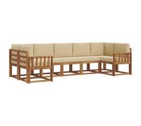 vidaXL Conjunto de sofás de Exterior con cojín 7 pcs Natural y Beige, Sofá Exterior Moderno, Seccional de Patio, Salón de Jardín, Muebles de Madera de Acacia, Asientos para Jardín, Terraza