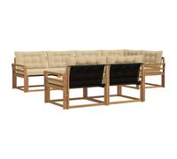vidaXL Conjunto de sofás de Exterior con cojín 7 pcs Natural y Beige, Sofá seccional al Aire Libre, Moderno para jardín, Mueble de Patio Resistente, Asientos cómodos para tu Espacio