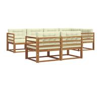 vidaXL Conjunto de sofás de Exterior con cojín 7 pcs Natural y Crema, Conjunto de Sofás de Madera de Acacia, Mueble de Jardín Modular Resistente a la Intemperie, Lounge Exterior