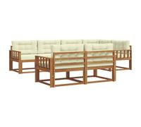 vidaXL Conjunto de sofás de Exterior con cojín 7 pcs Natural y Crema, Conjunto de Sofás de Madera de Acacia, Mueble de Jardín Modular Resistente a la Intemperie, Lounge Exterior
