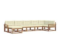 vidaXL Conjunto de sofás de Exterior con cojín 7 pcs Natural y Crema, Conjunto de Sofás Exteriores Moderno de Madera de Acacia, Asientos de Jardín Duraderos, Diseño Flexible para el Patio