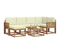 vidaXL Conjunto de sofás de Exterior con cojín 7 pcs Natural y Crema, Juego de sofá seccional al Aire Libre Moderno y Duradero, Muebles de Lounge para Patio, Comodidad Interior en la terraza