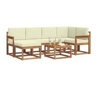 vidaXL Conjunto de sofás de Exterior con cojín 7 pcs Natural y Crema, Juego de sofá seccional al Aire Libre Moderno y Duradero, Muebles de Lounge para Patio, Comodidad Interior en la terraza