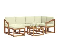 vidaXL Conjunto de sofás de Exterior con cojín 7 pcs Natural y Crema, Juego de sofá seccional al Aire Libre Moderno y Duradero, Muebles de Lounge para Patio, Comodidad Interior en la terraza