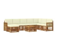 vidaXL Conjunto de sofás de Exterior con cojín 7 pcs Natural y Crema, Juego de Sofás Moderno para Exterior, Muebles Resistentes para Jardín, Patio y Terraza, Cómodo para Relajarse