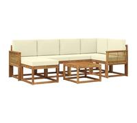vidaXL Conjunto de sofás de Exterior con cojín 7 pcs Natural y Crema, Muebles de jardín Modernos, sofá seccional Resistente al Clima, Set de Lounge Exterior, Asientos para terraza