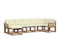 vidaXL Conjunto de sofás de Exterior con cojín 7 pcs Natural y Crema, Set de Sofás Moderno para Exteriores, Asientos Cómodos Junto a la Piscina, Muebles Resistentes al Clima, Patio