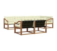 vidaXL Conjunto de sofás de Exterior con cojín 7 pcs Natural y Crema, Sofá seccional al Aire Libre, Moderno para jardín, Mueble de Patio Resistente, Asientos cómodos para tu Espacio