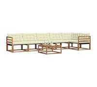 vidaXL Conjunto de sofás de Exterior con cojín 7 pcs Natural y Crema, Sofá para jardín, Conjunto Moderno, Resistente, mobiliario para terraza, Asiento cómodo, Exteriores