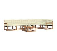 vidaXL Conjunto de sofás de Exterior con cojín 7 pcs Natural y Crema, Sofá de jardín, Moderno y Duradero, Set de Lounge para Patio, Asientos cómodos y con Estilo