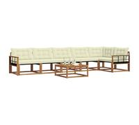 vidaXL Conjunto de sofás de Exterior con cojín 7 pcs Natural y Crema, Sofá de jardín, Moderno y Duradero, Set de Lounge para Patio, Asientos cómodos y con Estilo