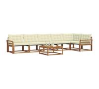 vidaXL Conjunto de sofás de Exterior con cojín 7 pcs Natural y Crema, Sofá de jardín, Moderno y Duradero, Set de Lounge para Patio, Asientos cómodos y con Estilo