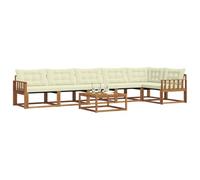 vidaXL Conjunto de sofás de Exterior con cojín 7 pcs Natural y Crema, Sofá de jardín, Moderno y Duradero, Set de Lounge para Patio, Asientos cómodos y con Estilo