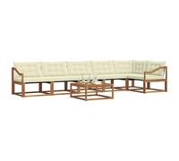 vidaXL Conjunto de sofás de Exterior con cojín 7 pcs Natural y Crema, Sofá de jardín, Moderno y Duradero, Set de Lounge para Patio, Asientos cómodos y con Estilo