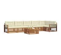 vidaXL Conjunto de sofás de Exterior con cojín 7 pcs Natural y Crema, Sofá de Patio, Mueble seccional Moderno, Asiento Duradero, Set de terraza, Comodidad con Estilo