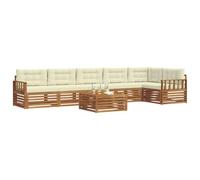 vidaXL Conjunto de sofás de Exterior con cojín 7 pcs Natural y Crema, Sofá de Patio, Mueble seccional Moderno, Asiento Duradero, Set de terraza, Comodidad con Estilo