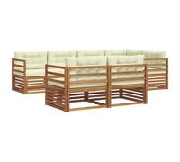 vidaXL Conjunto de sofás de Exterior con cojín 7 pcs Natural y Crema, Sofá Exterior, mobiliario Moderno, Lounge Resistente, Asiento en Patio, Set Ideal para terrazas