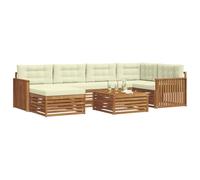 vidaXL Conjunto de sofás de Exterior con cojín 7 pcs Natural y Crema, Sofá Exterior Moderno, Juego seccional, Lounge Resistente, Mueble cómodo para el Patio, Asientos para la terraza incluidos