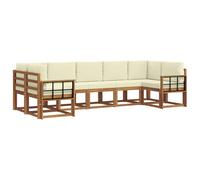 vidaXL Conjunto de sofás de Exterior con cojín 7 pcs Natural y Crema, Sofá Exterior Moderno, Seccional de Patio, Salón de Jardín, Muebles de Madera de Acacia, Asientos para Jardín, Terraza