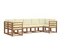 vidaXL Conjunto de sofás de Exterior con cojín 7 pcs Natural y Crema, Sofá Exterior Moderno, Seccional de Patio, Salón de Jardín, Muebles de Madera de Acacia, Asientos para Jardín, Terraza